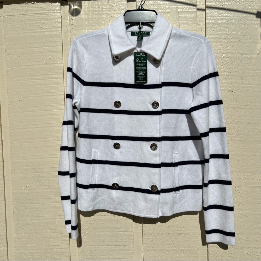 Lauren by Ralph Lauren cropped double breast knit jacket